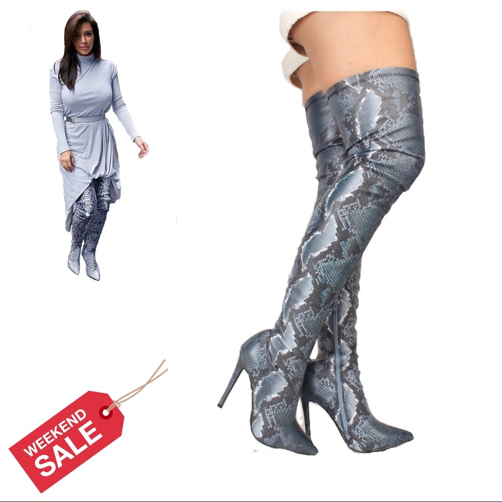 Vegan Snakeskin Print Boots